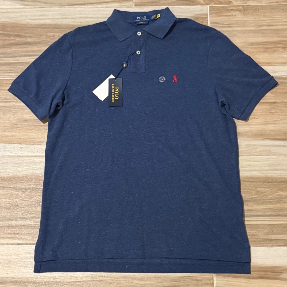 Polo Ralph Lauren Mens Classic Fit Cotton Mesh Polo Shirt Blue Heather NWT M